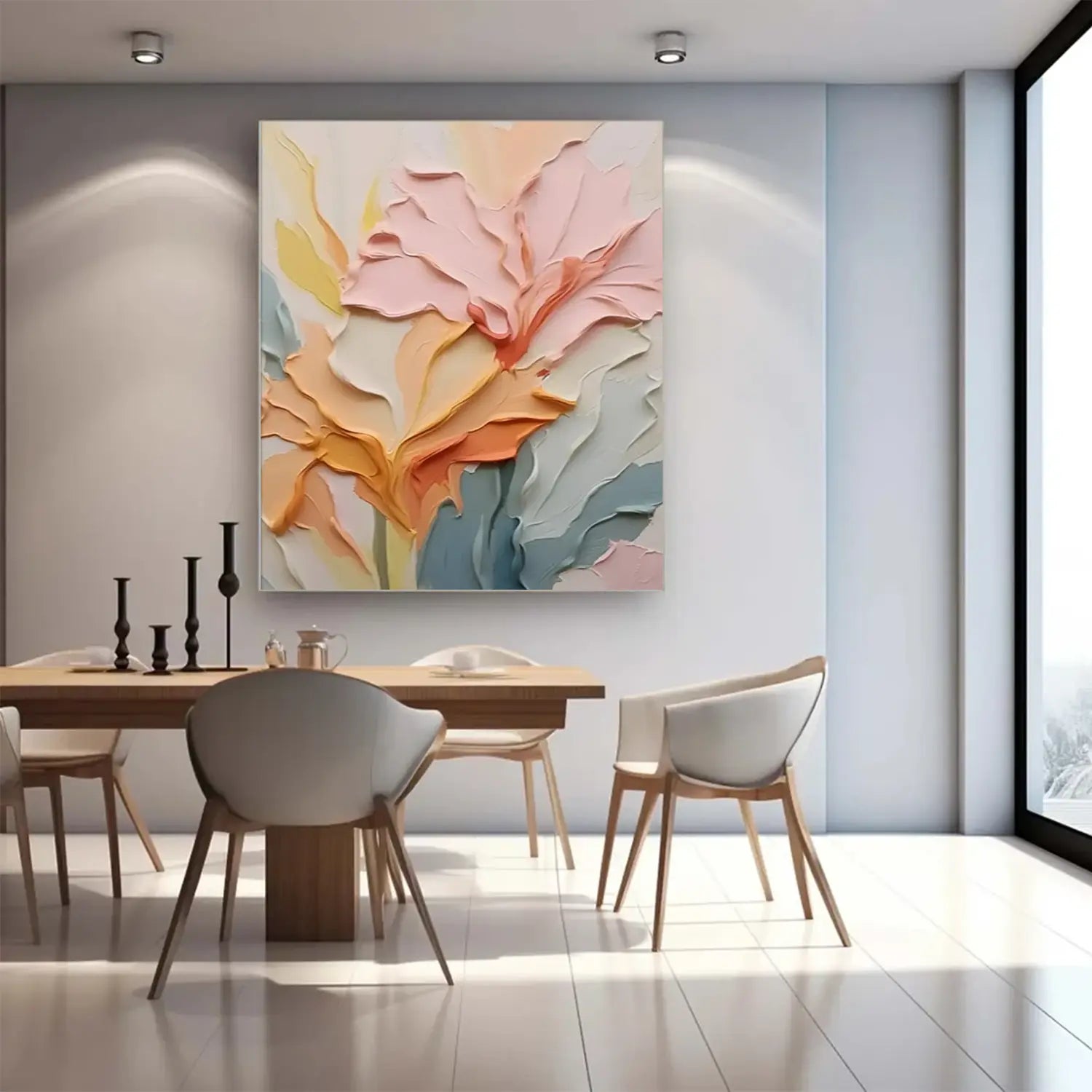 Colorful Flower Textured Painting Canvas #FT057
