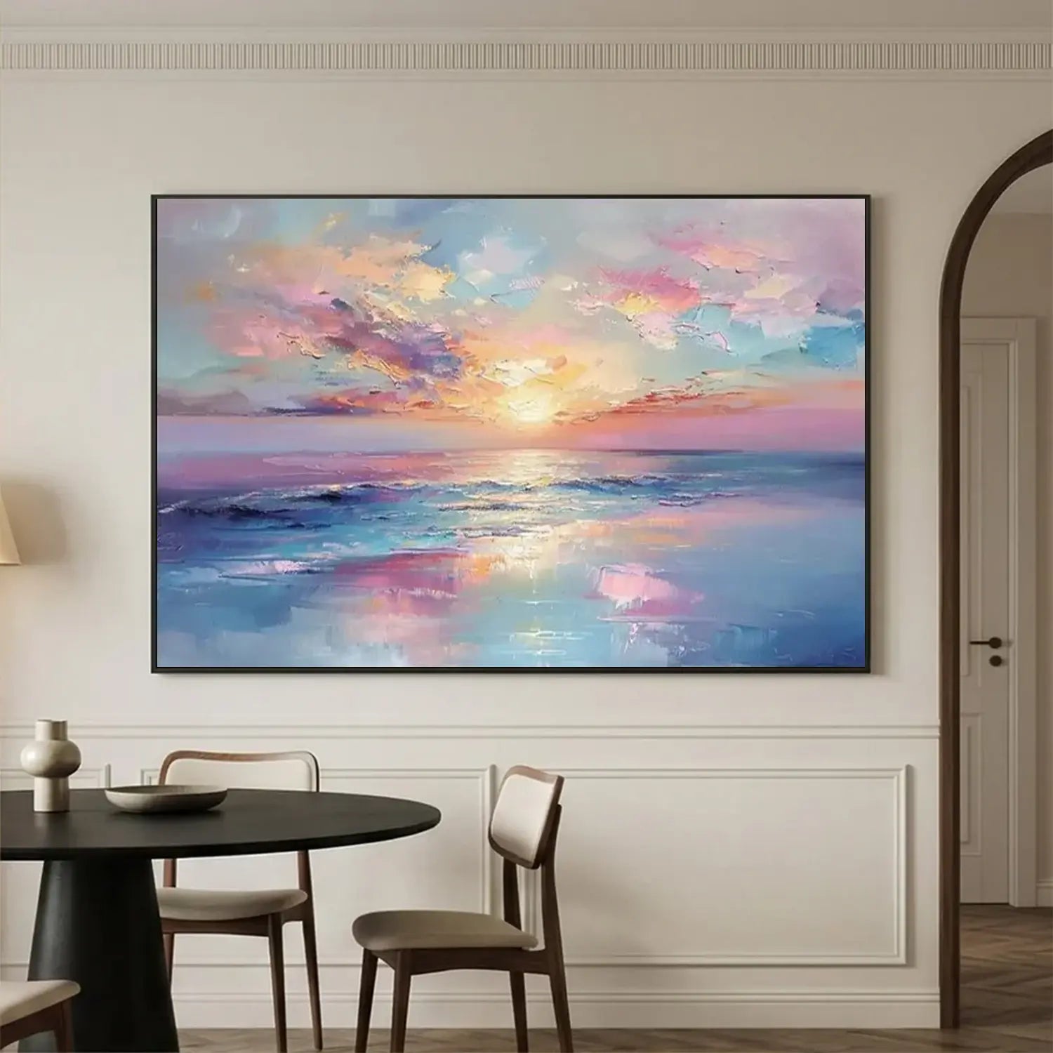 Colorful Ocean And Sky Textured Painting Canvas