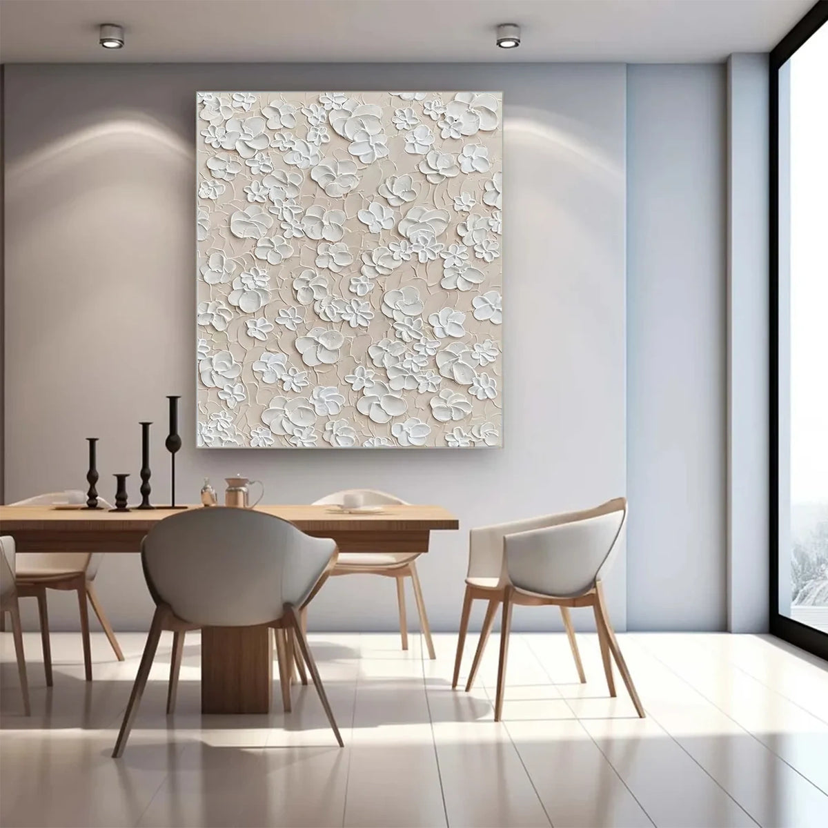 Minimalist Flower And Tree Textured Canvas Art #FT064