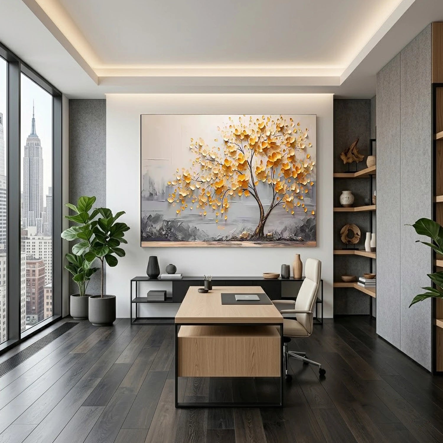Colorful Flower & Tree Abstract Textured Wall Art #ML052