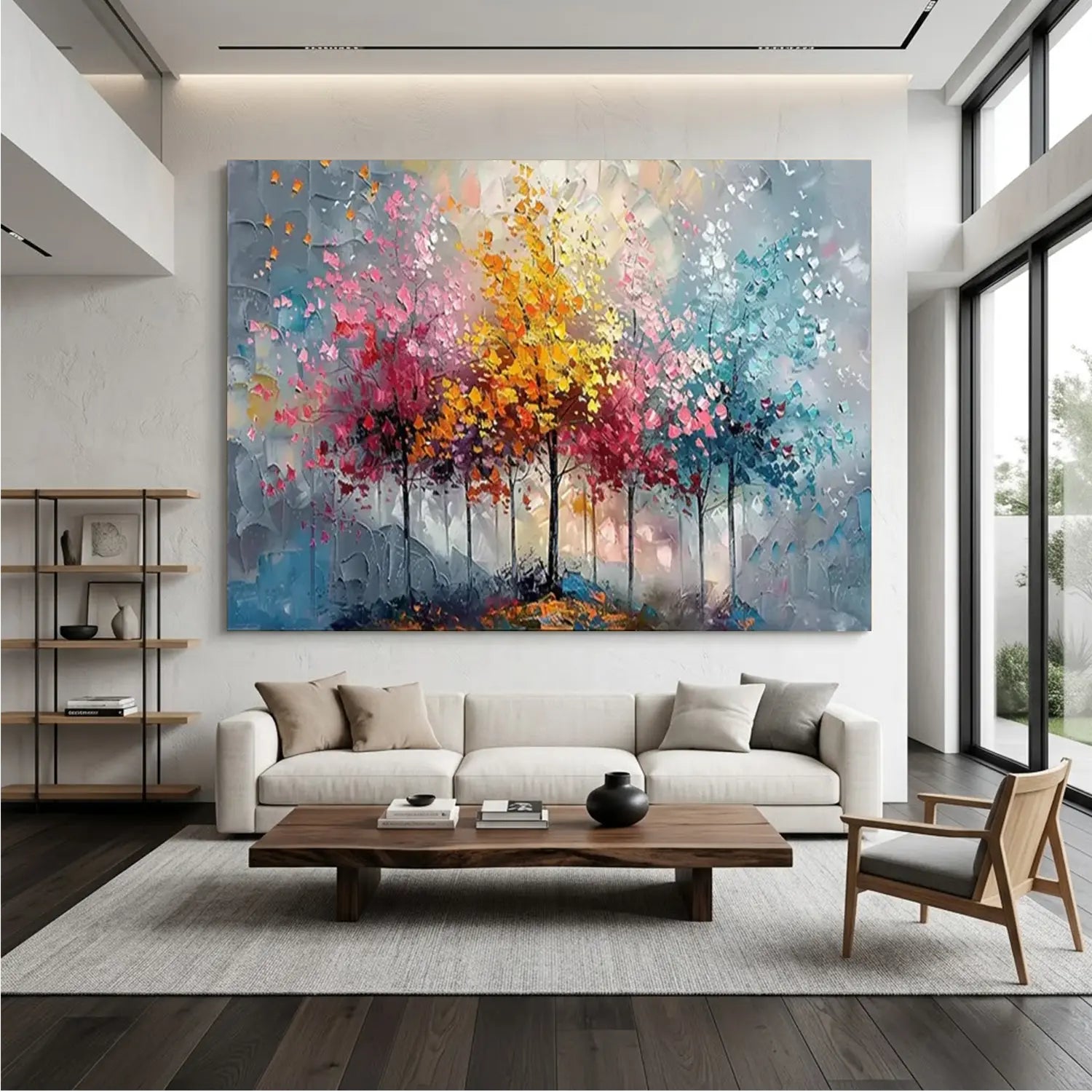 Colorful Tree Textured Painting Canvas