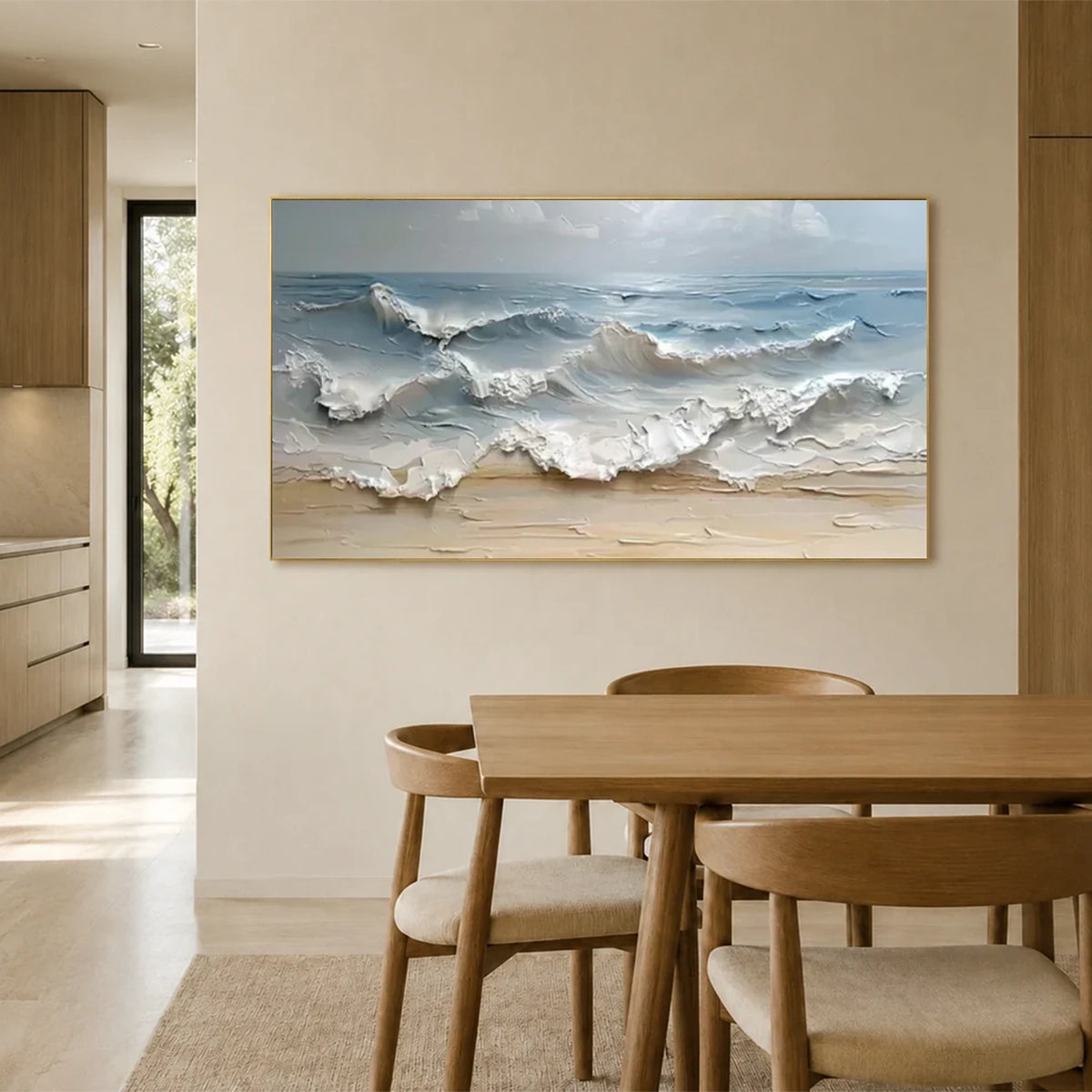 Abstract Ocean And Sky Textured Canvas Art #OS070