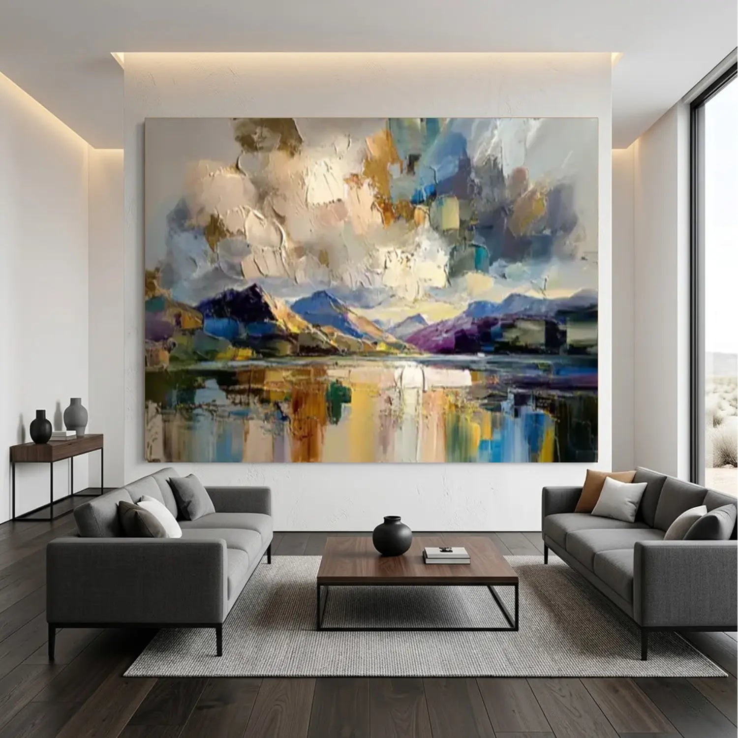 Colorful Ocean And Sky Abstract Textured Wall Art