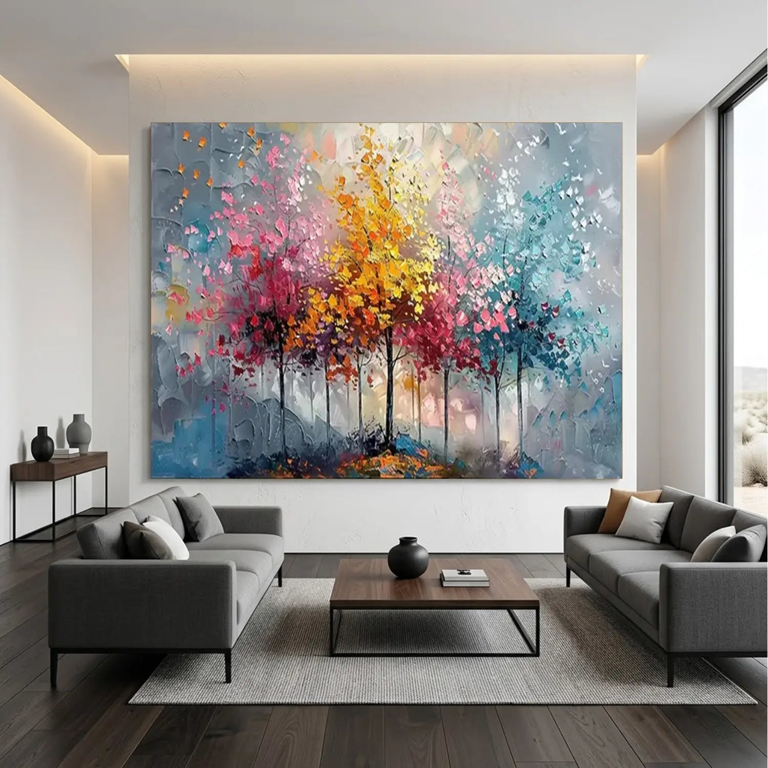 Colorful Tree Textured Painting Canvas