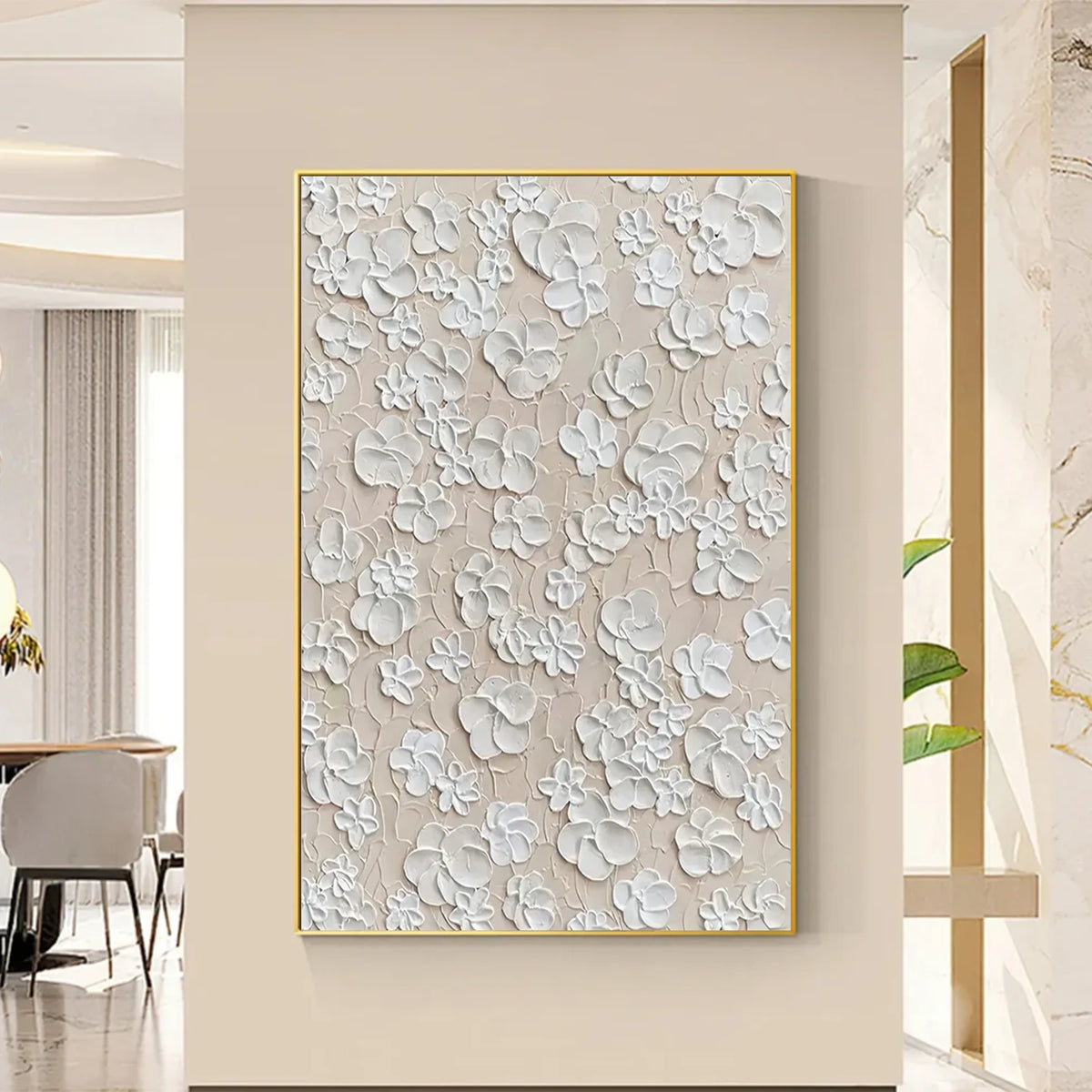 Minimalist Flower And Tree Textured Canvas Art #FT064