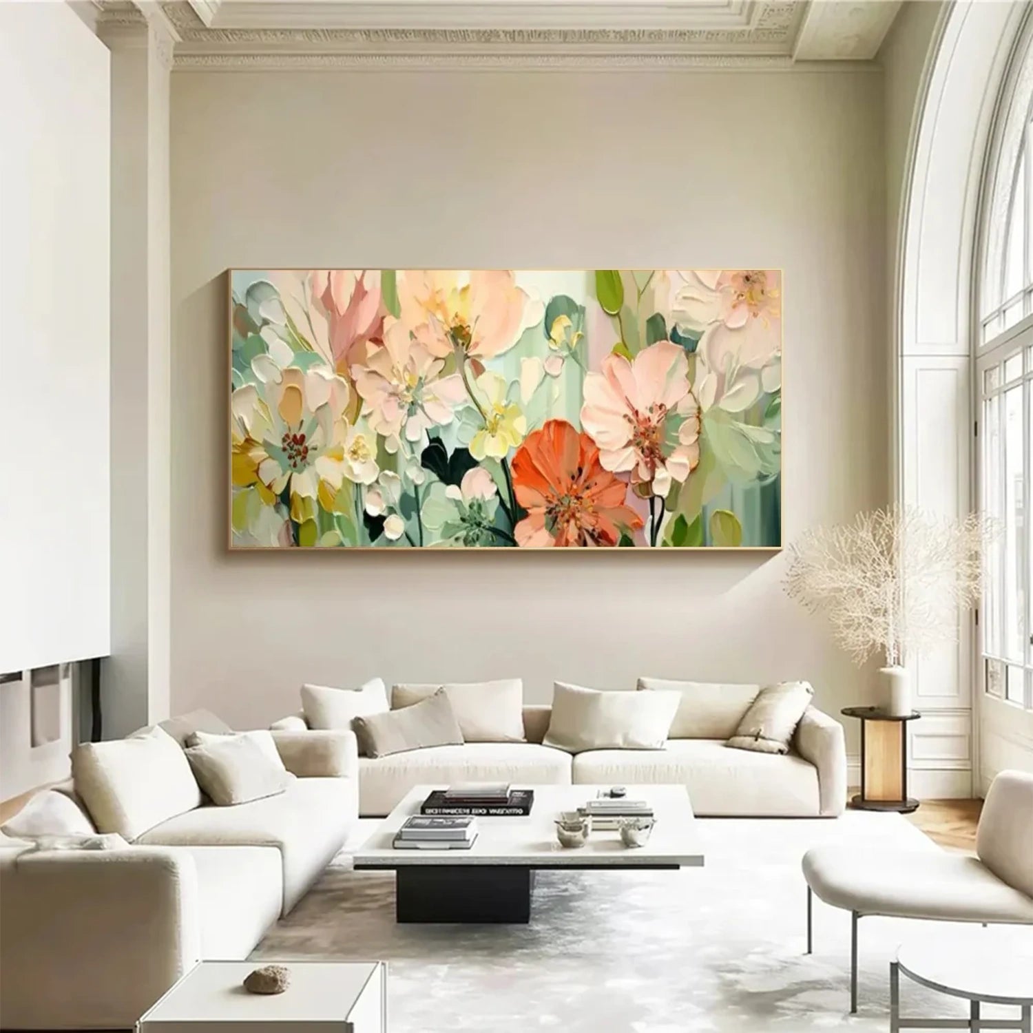 Colorful Flower Textured Painting Canvas