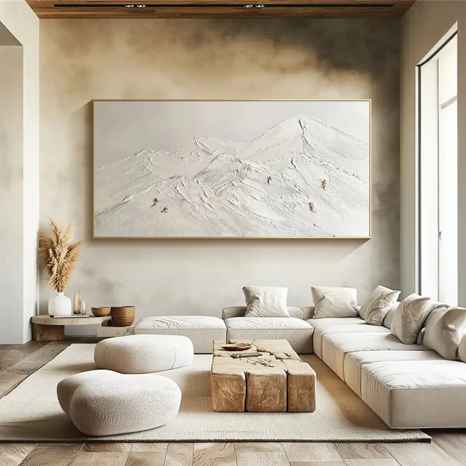 Skiing Sport Art Textured Painting Canvas