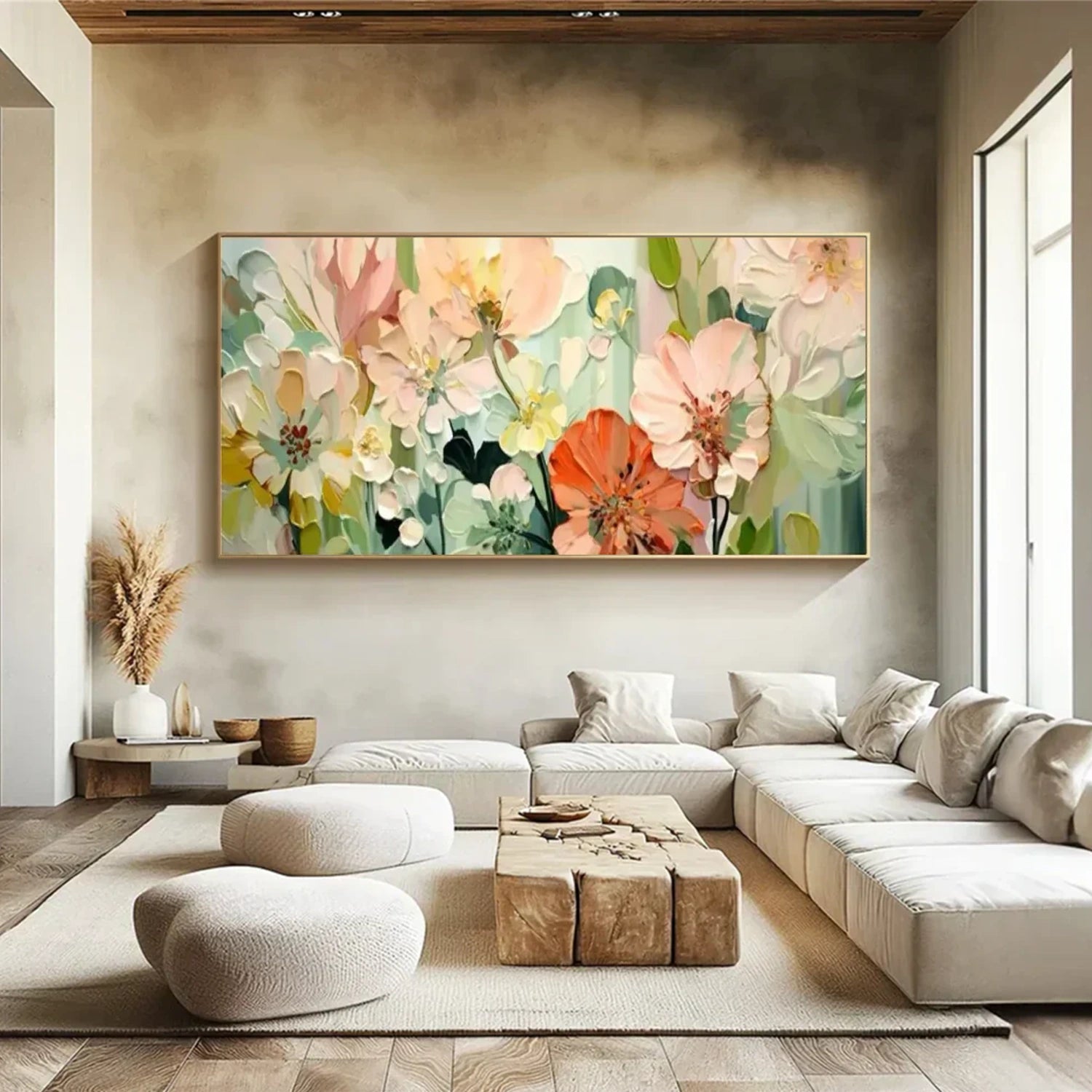 Colorful Flower Textured Painting Canvas