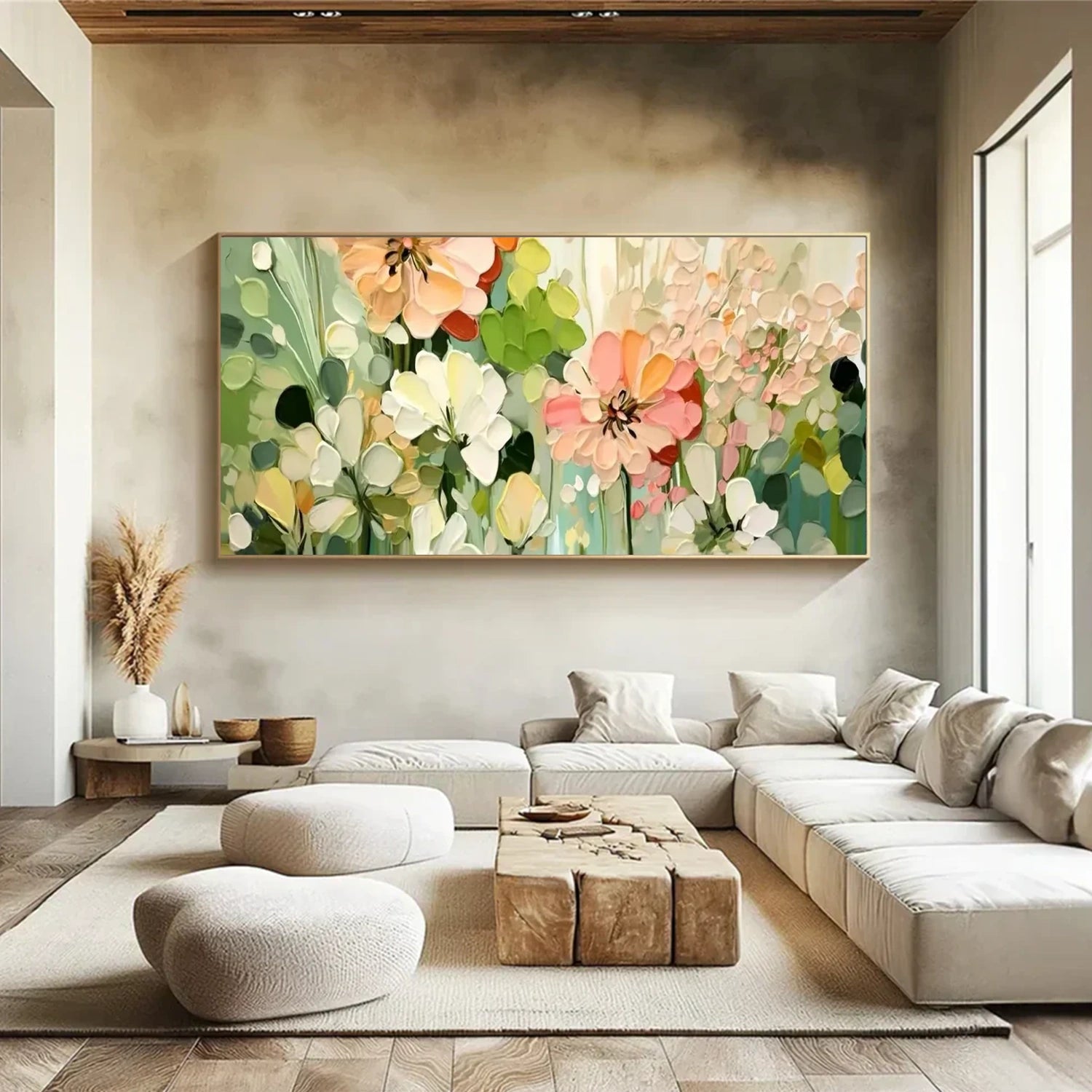 Colorful Flower Textured Painting Canvas
