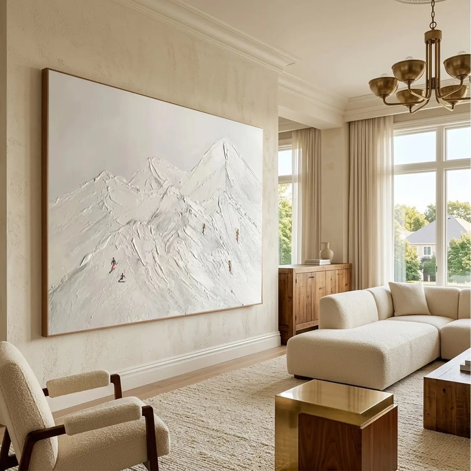 Skiing Sport Art Textured Painting Canvas