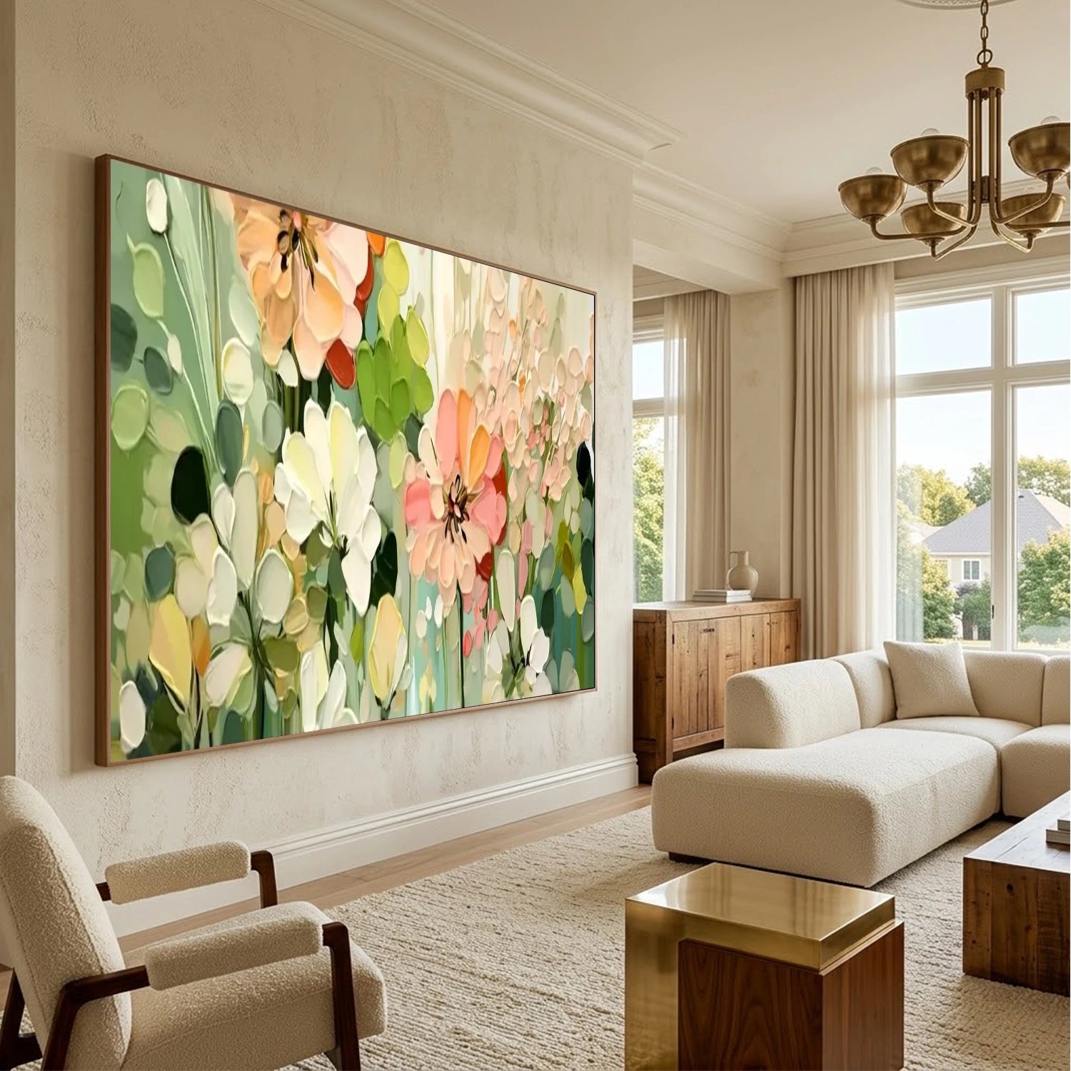 Colorful Flower Textured Painting Canvas