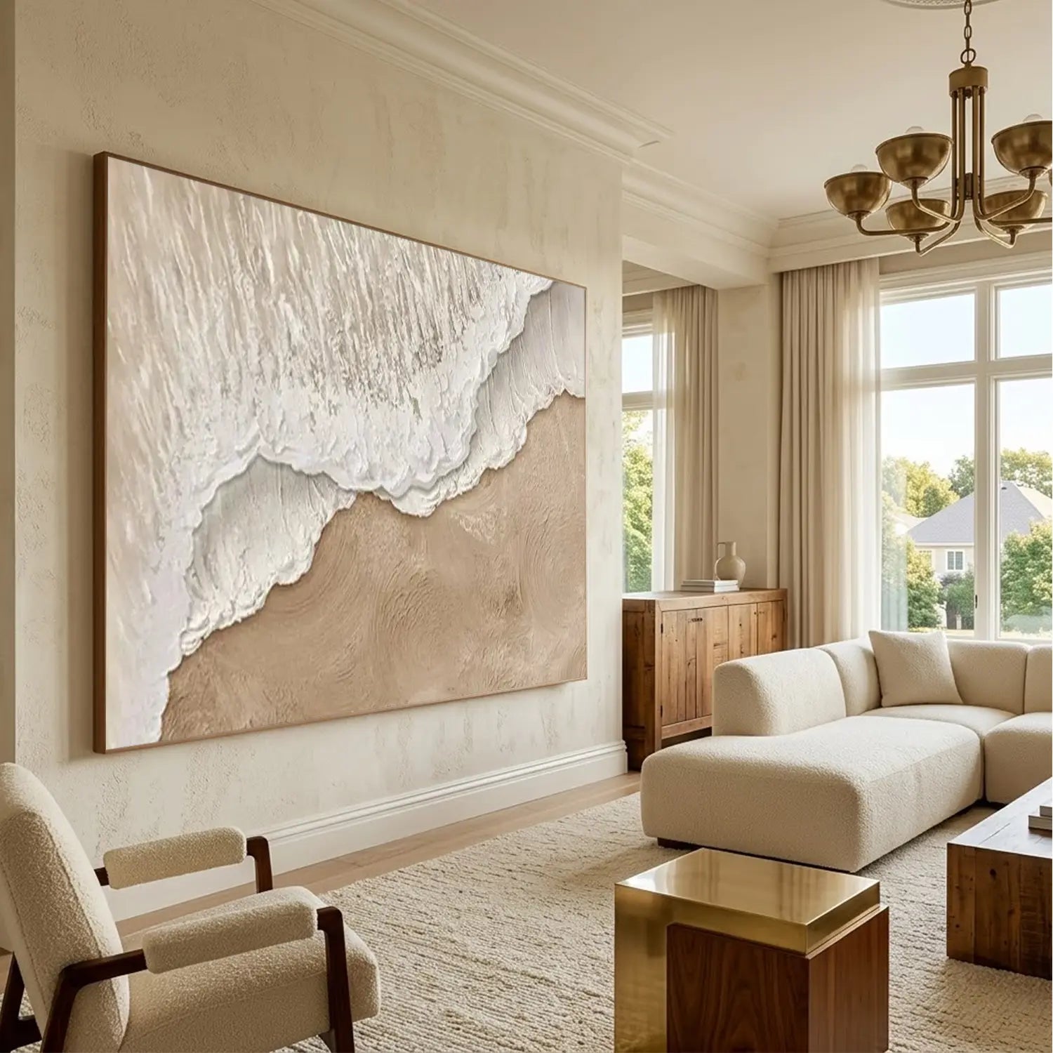 Ocean And Sky Textured Painting Canvas