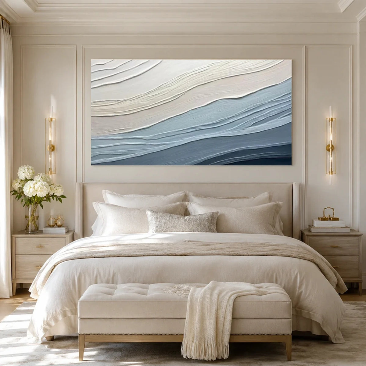 Blue Minimalist Textured Canvas Art #MW016