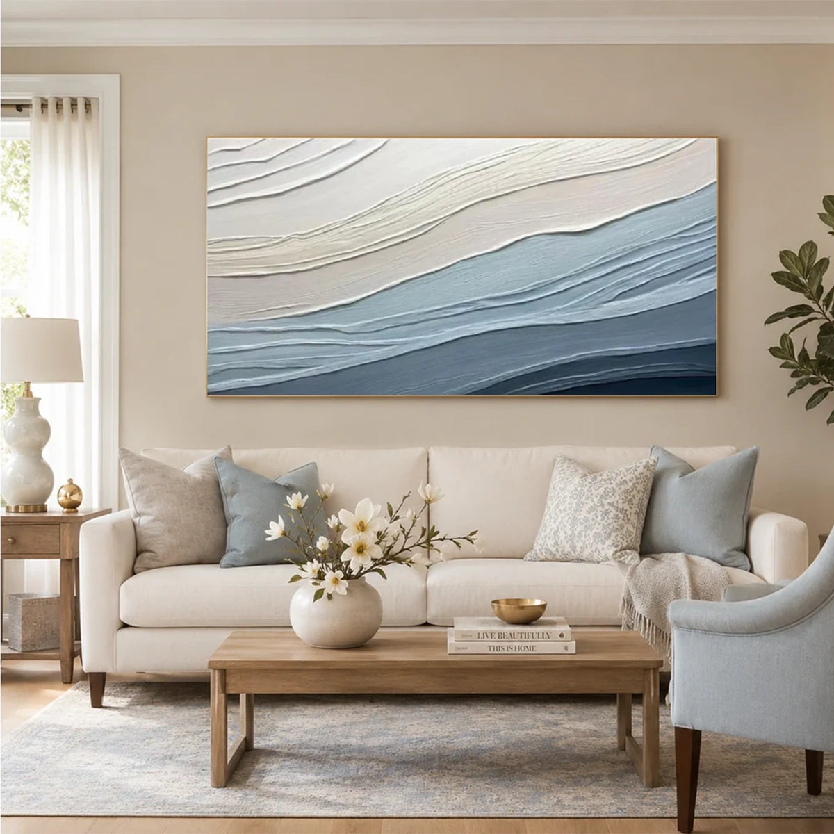 Blue Minimalist Textured Canvas Art #MW016