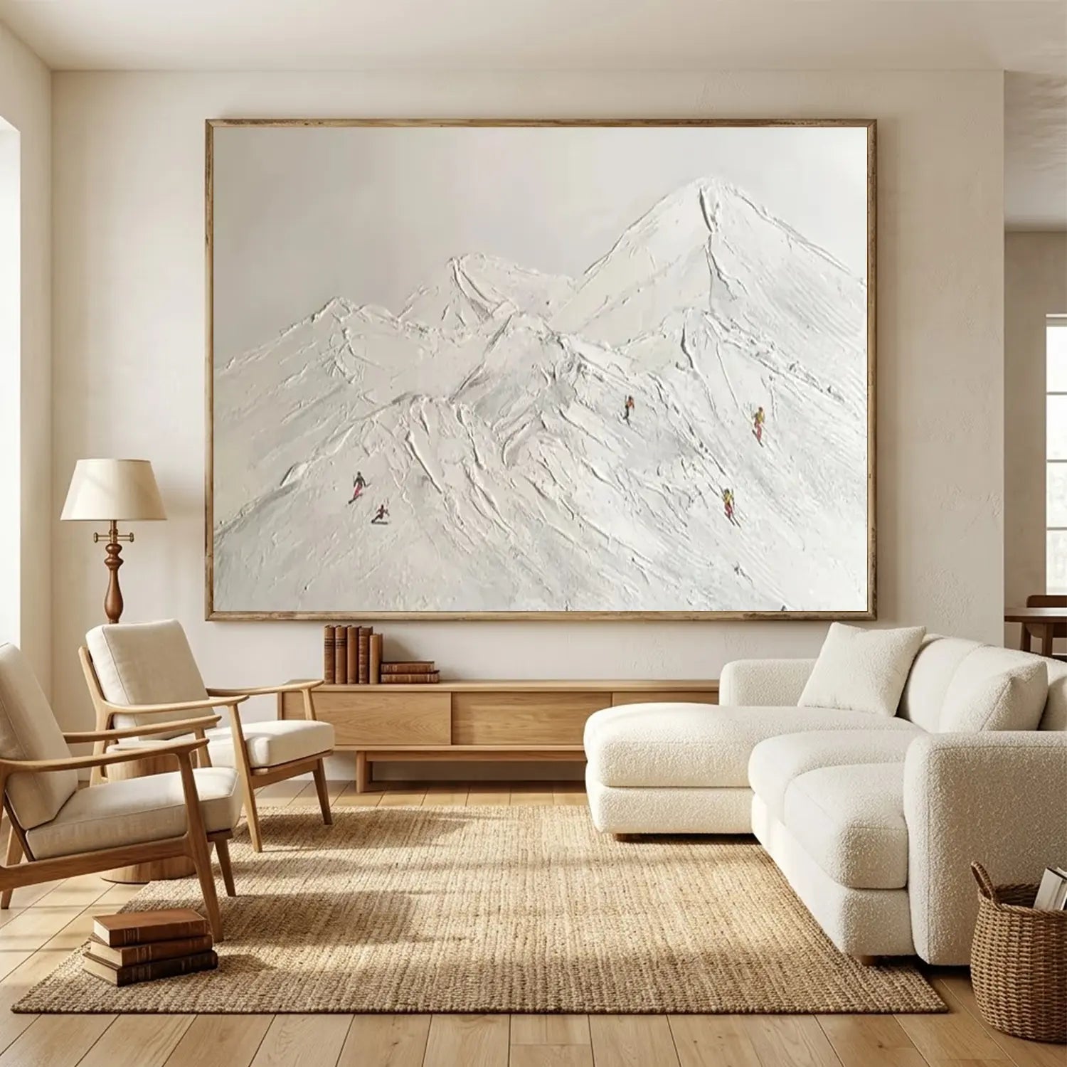 Skiing Sport Art Textured Painting Canvas