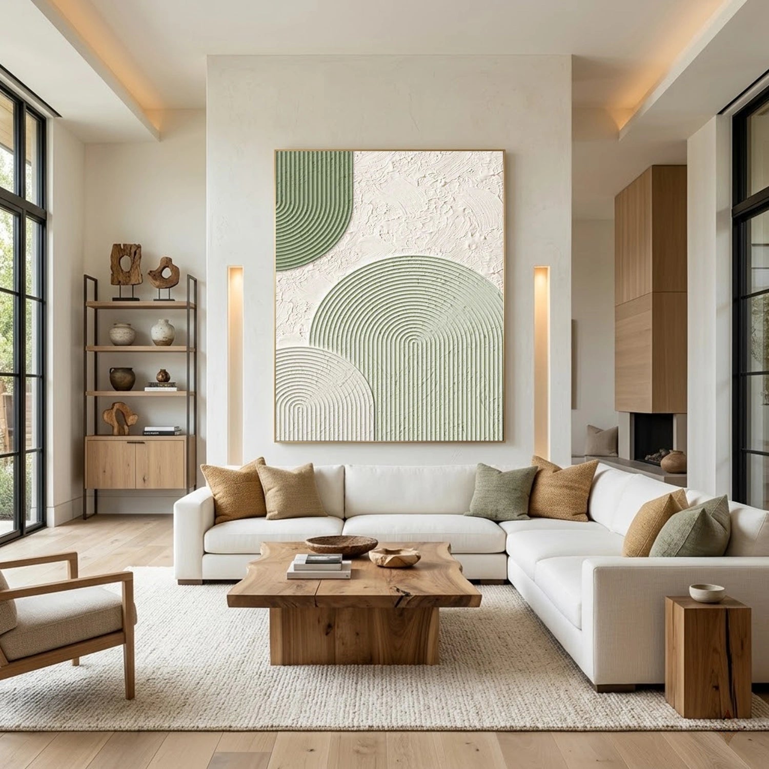 Green Minimalist Textured Painting Canvas