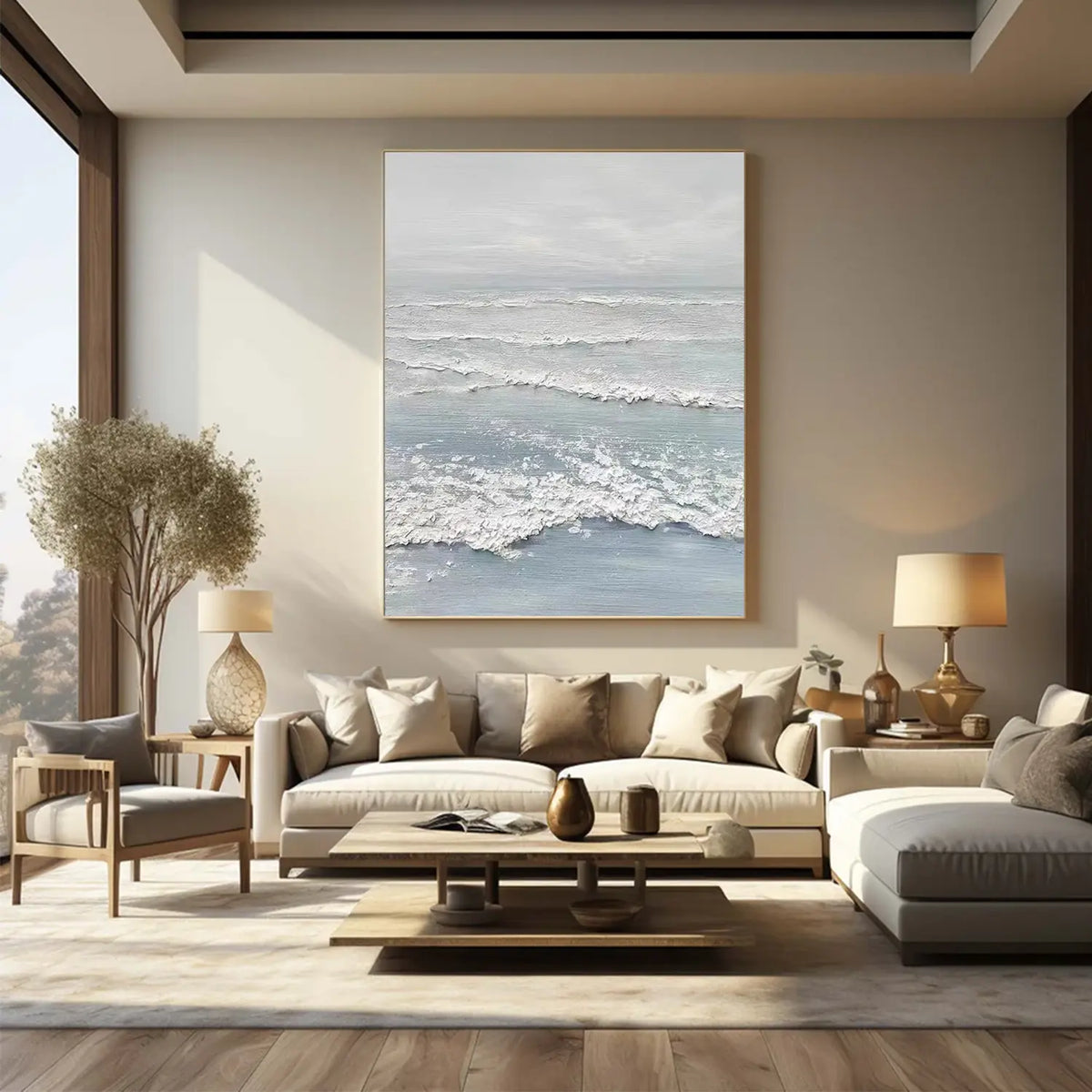 Ocean And Sky Textured Canvas Art #OS075