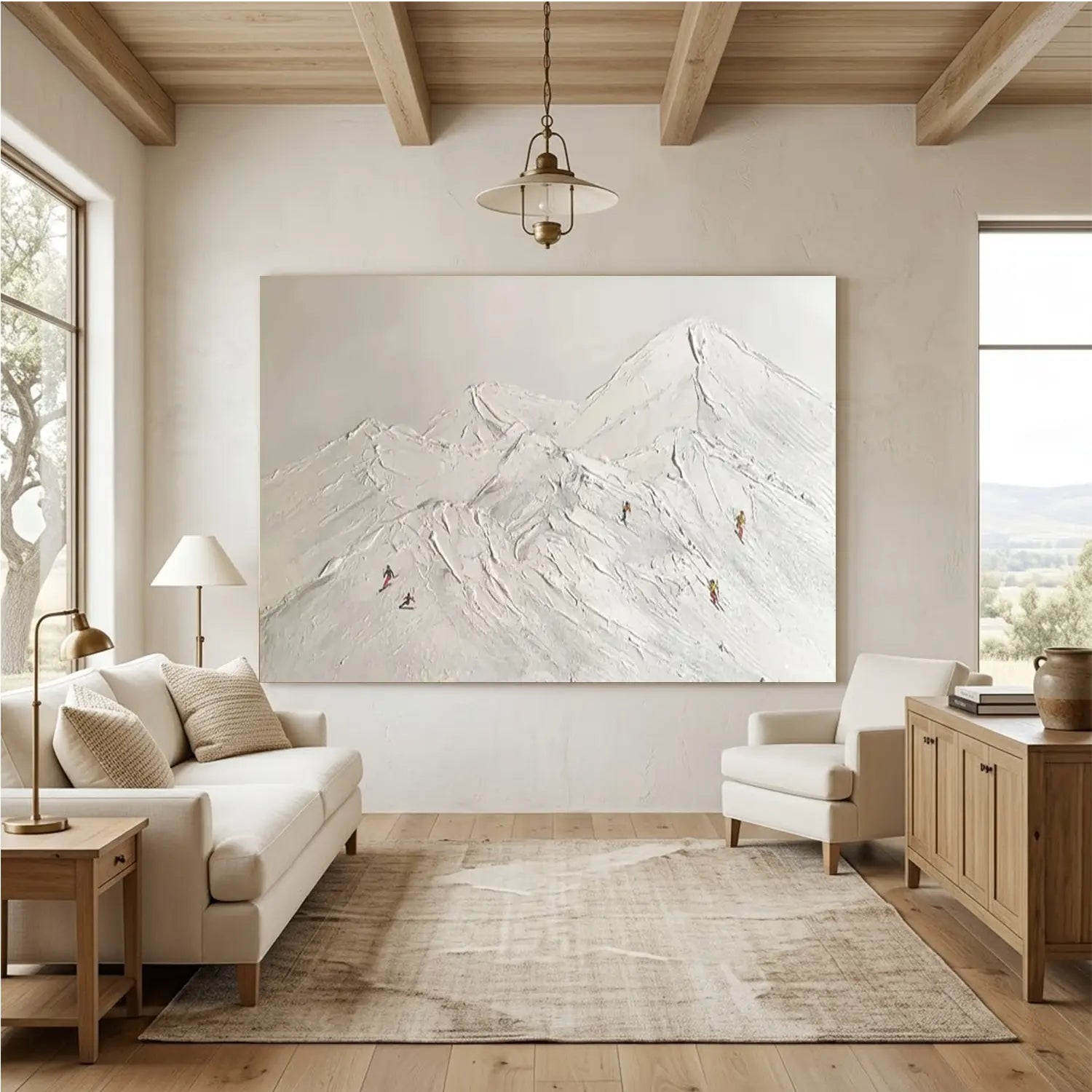 Skiing Sport Art Textured Painting Canvas