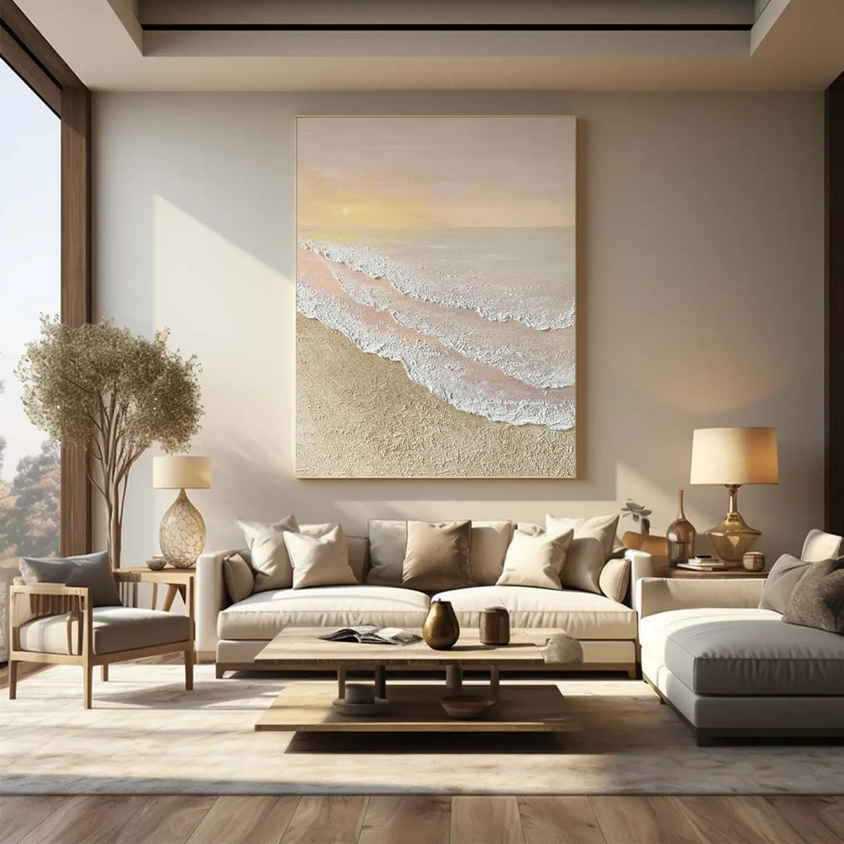 Plaster Art Ocean And Sky Texture Painting #OS058