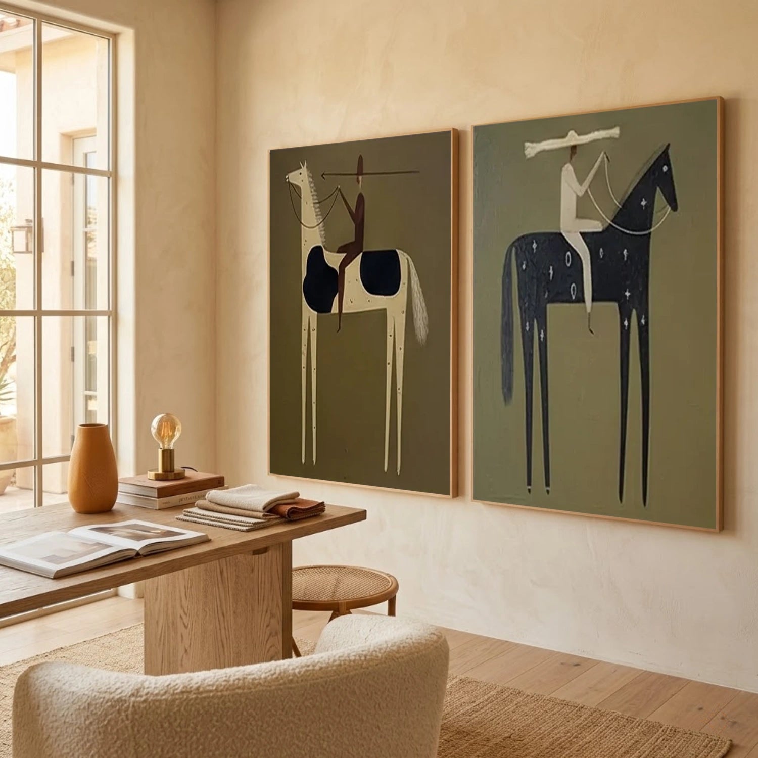 Vintage Americana Art | Horsemen Duet