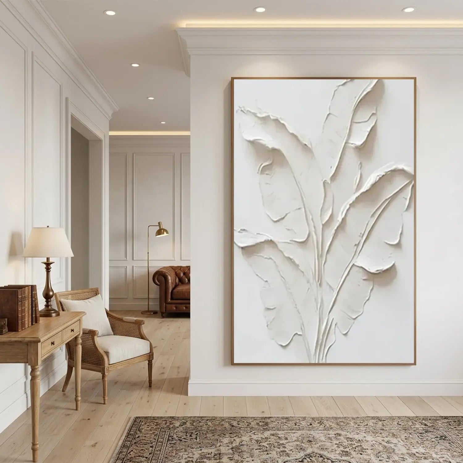 Beige Flower & Tree Abstract Texture Canvas Art