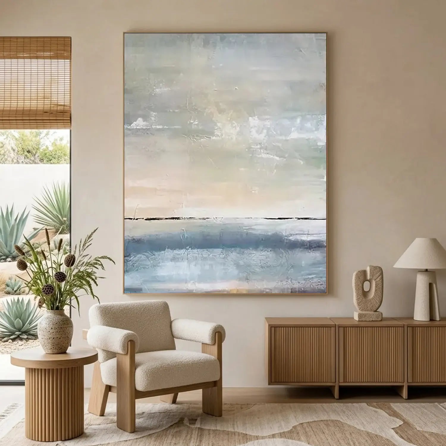 Ocean And Sky Textured Painting Canvas