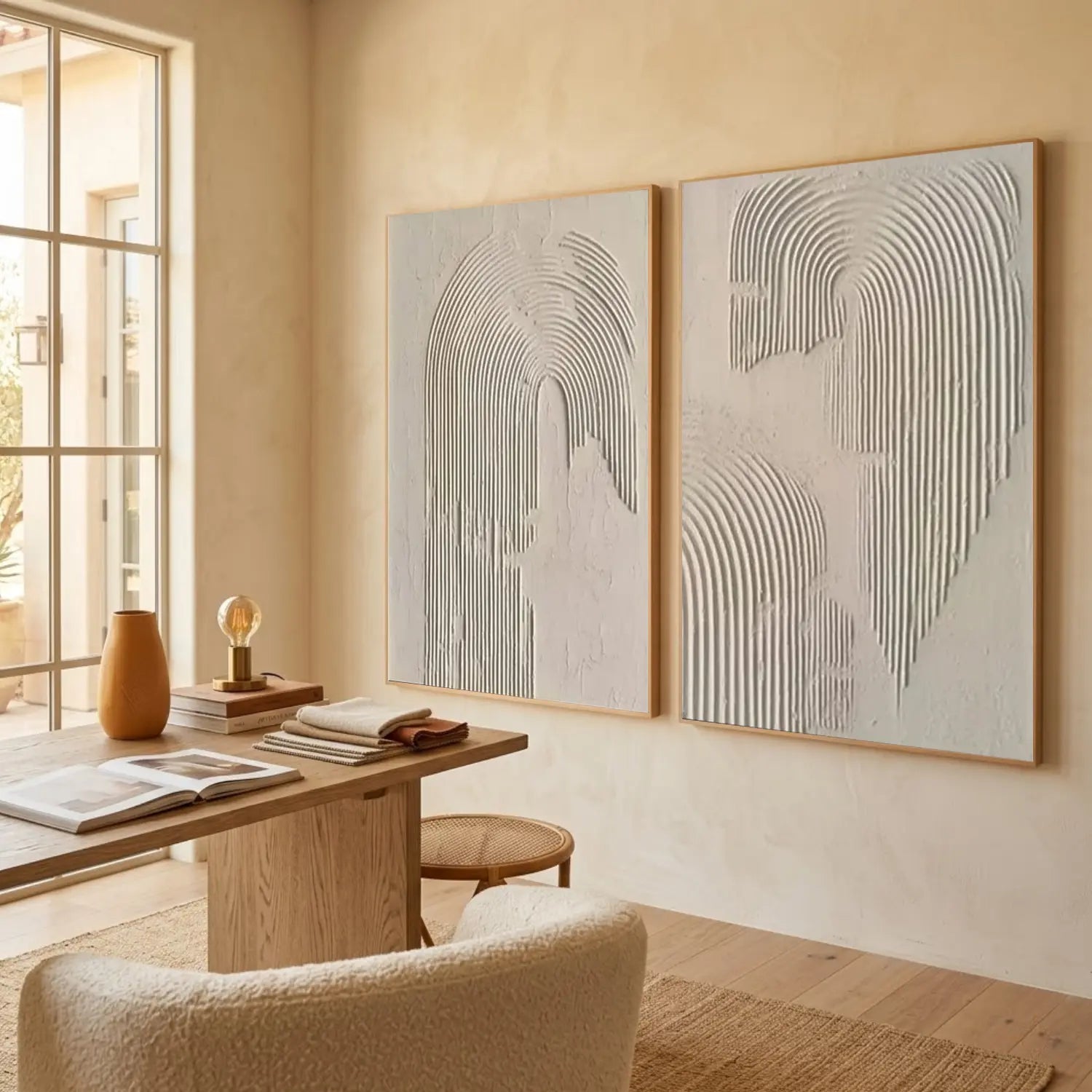 Beige & Brown Abstract Set of 2