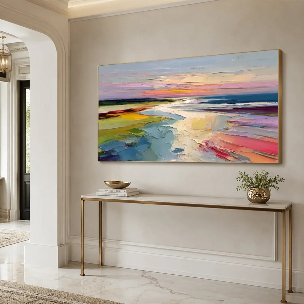 Colorful Ocean And Sky Abstract Textured Wall Art #OS048