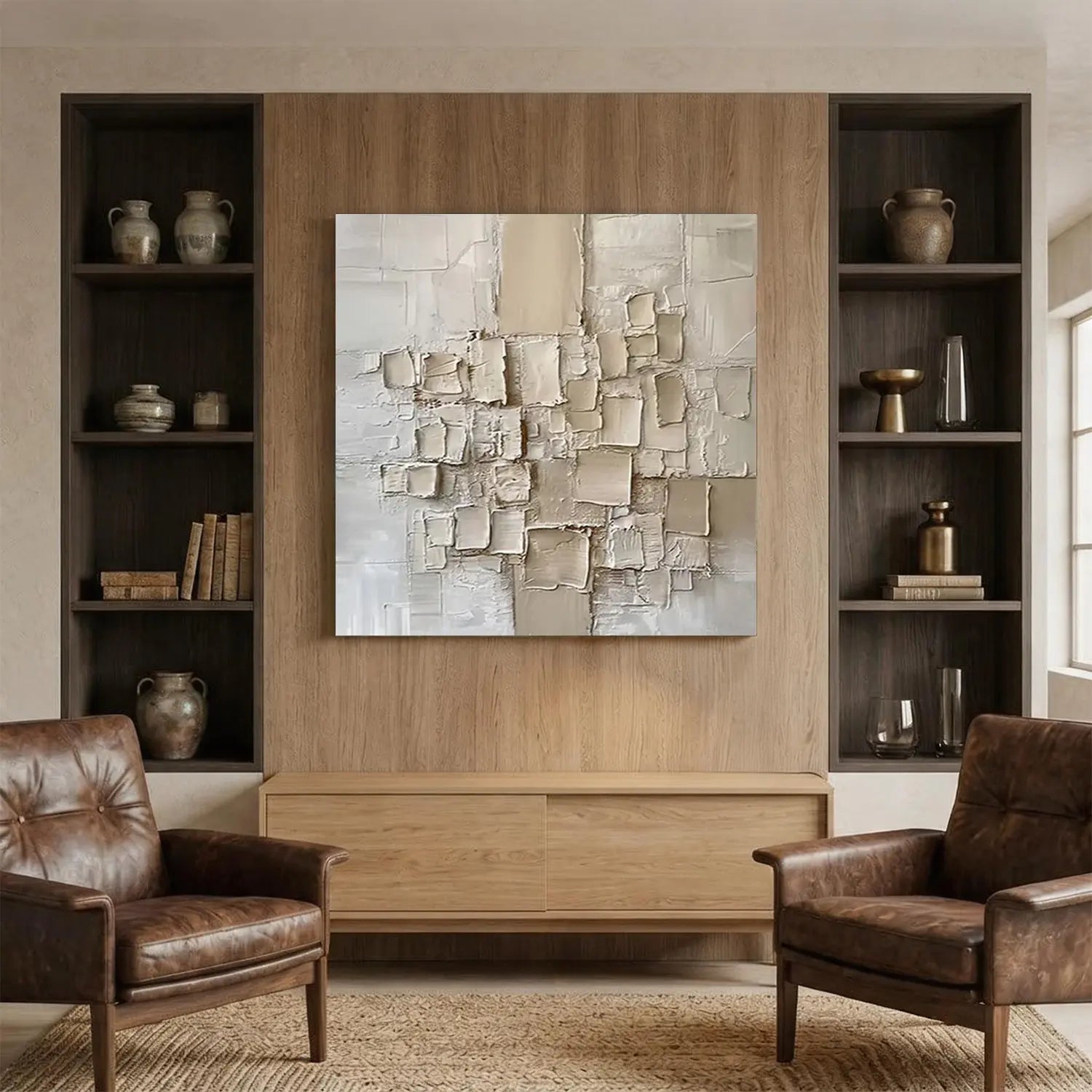 Beige Abstract Textured Wall Art