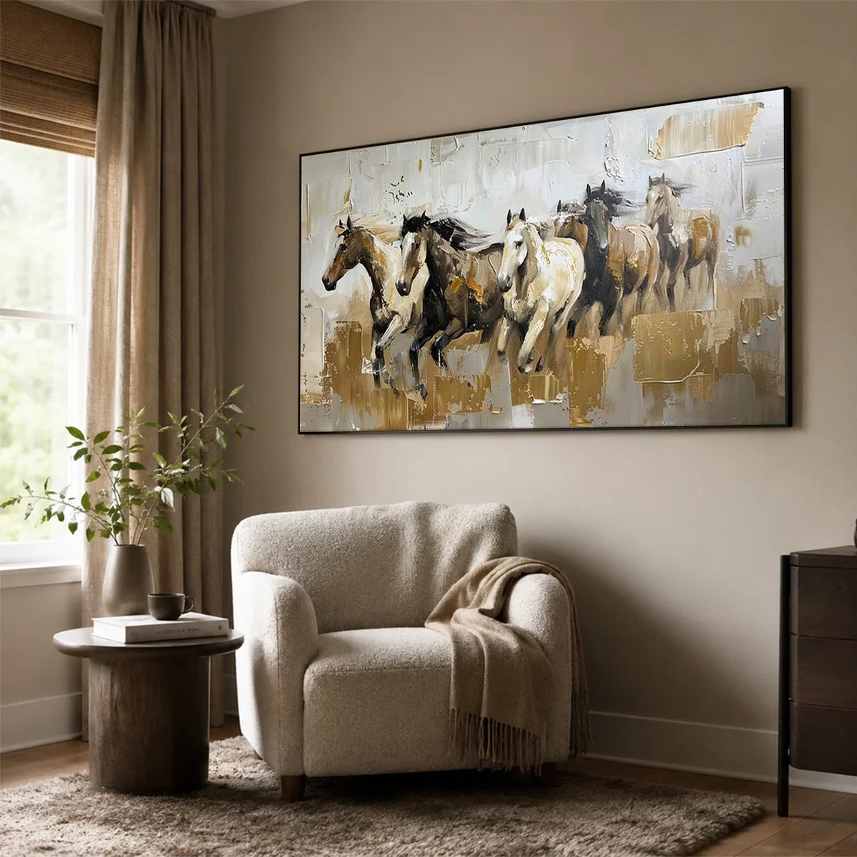 Abstract Animal Horse Textured Canvas Art #AA028