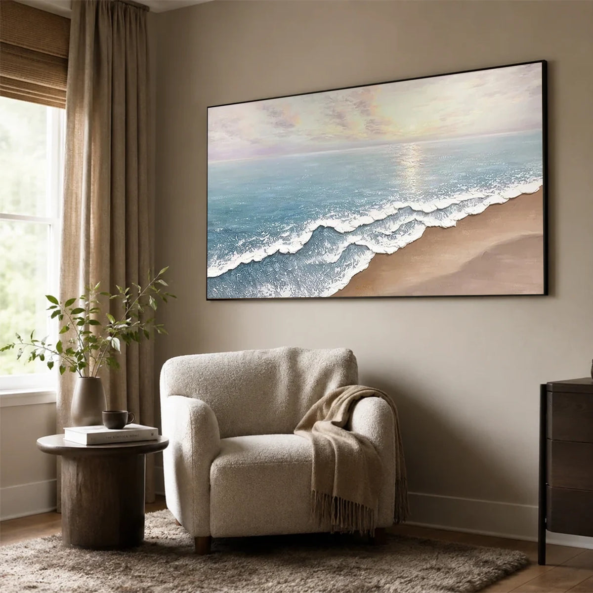 Ocean And Sky Textured Canvas Art #OS074
