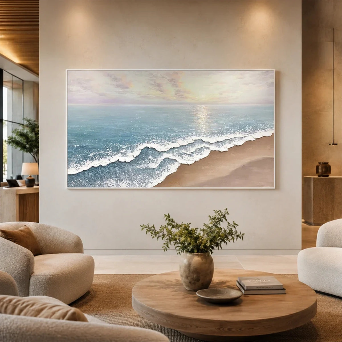 Ocean And Sky Textured Canvas Art #OS074
