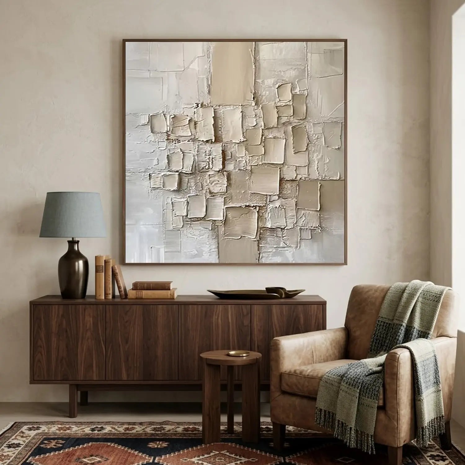 Beige Abstract Textured Wall Art