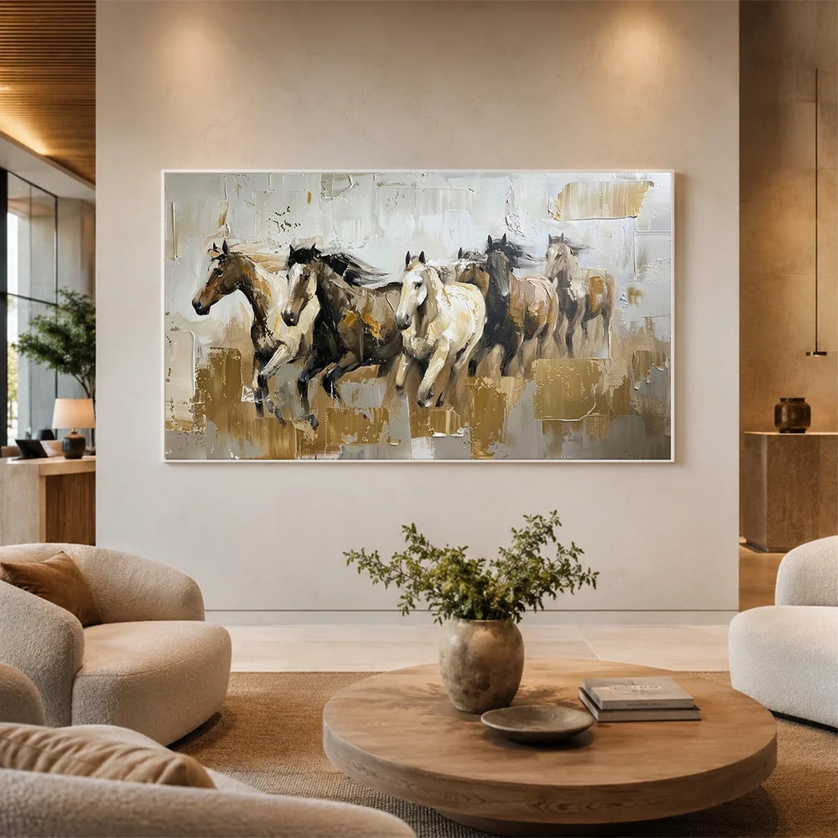 Abstract Animal Horse Textured Canvas Art #AA028