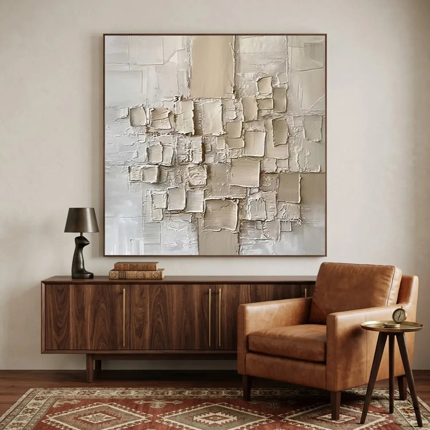 Beige Abstract Textured Wall Art