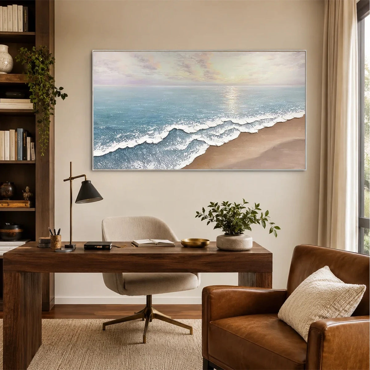 Ocean And Sky Textured Canvas Art #OS074