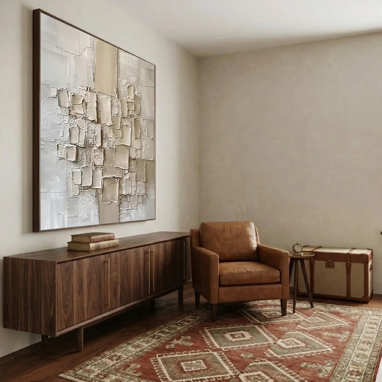 Beige Abstract Textured Wall Art