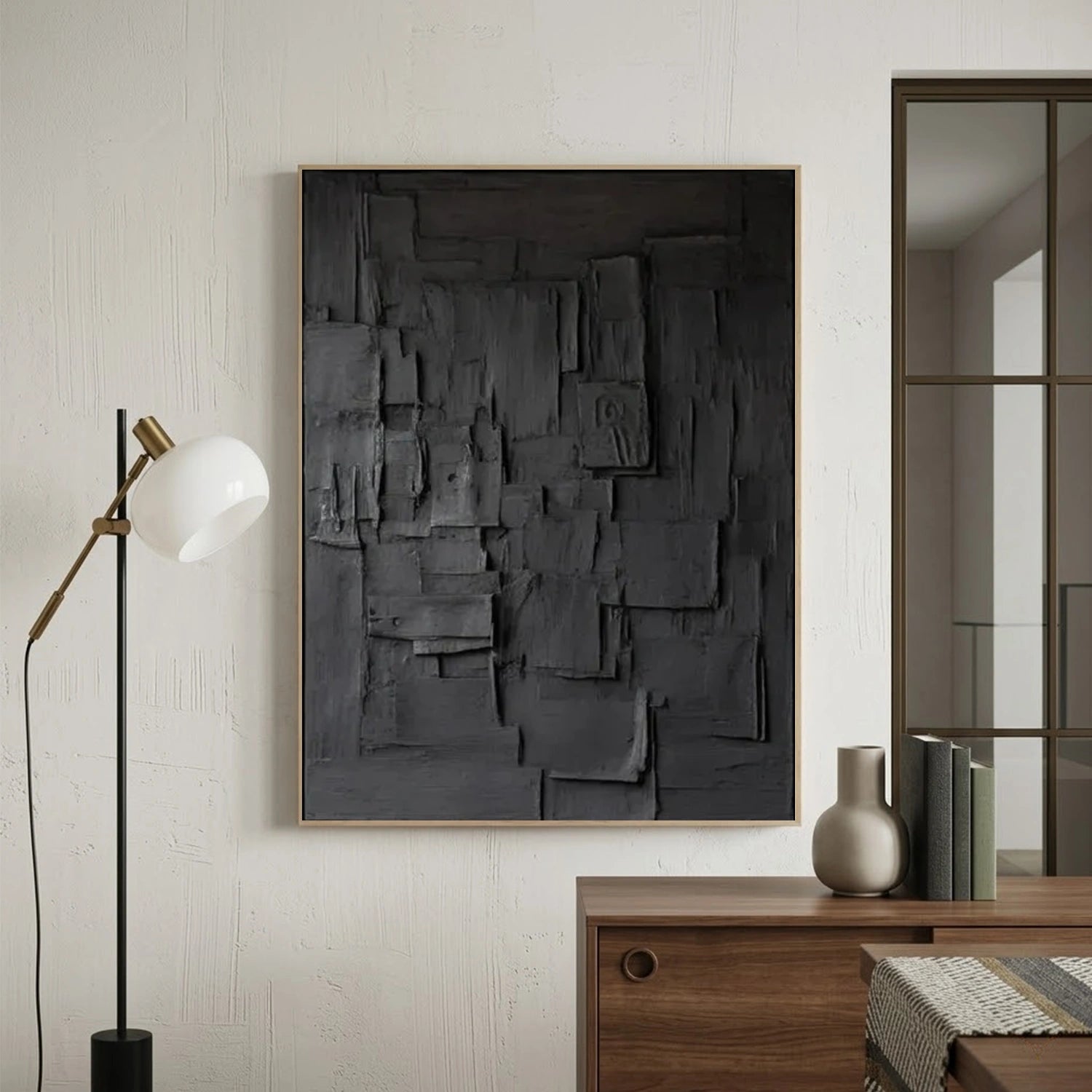 Black Minimalist Textured Canvas