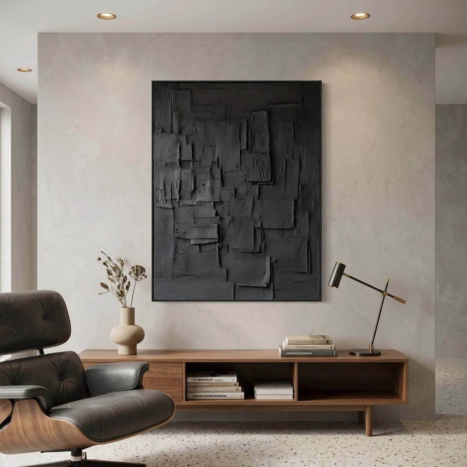 Black Minimalist Textured Canvas