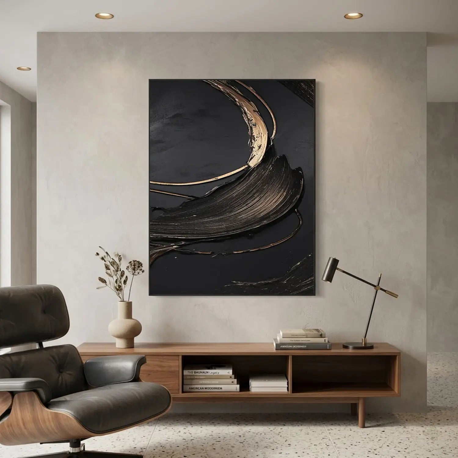 Black Minimalist Textured Canvas