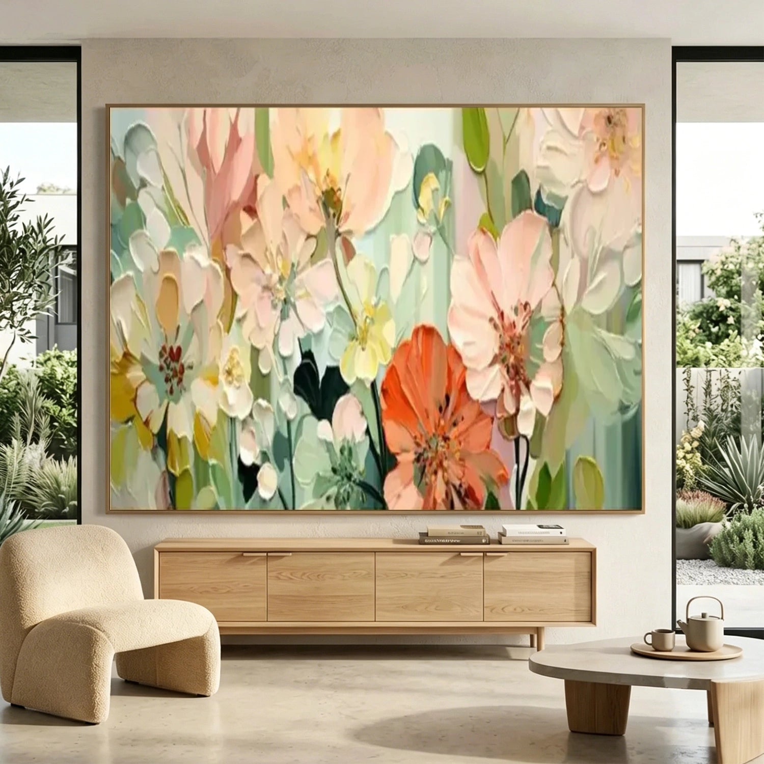 Colorful Flower Textured Painting Canvas