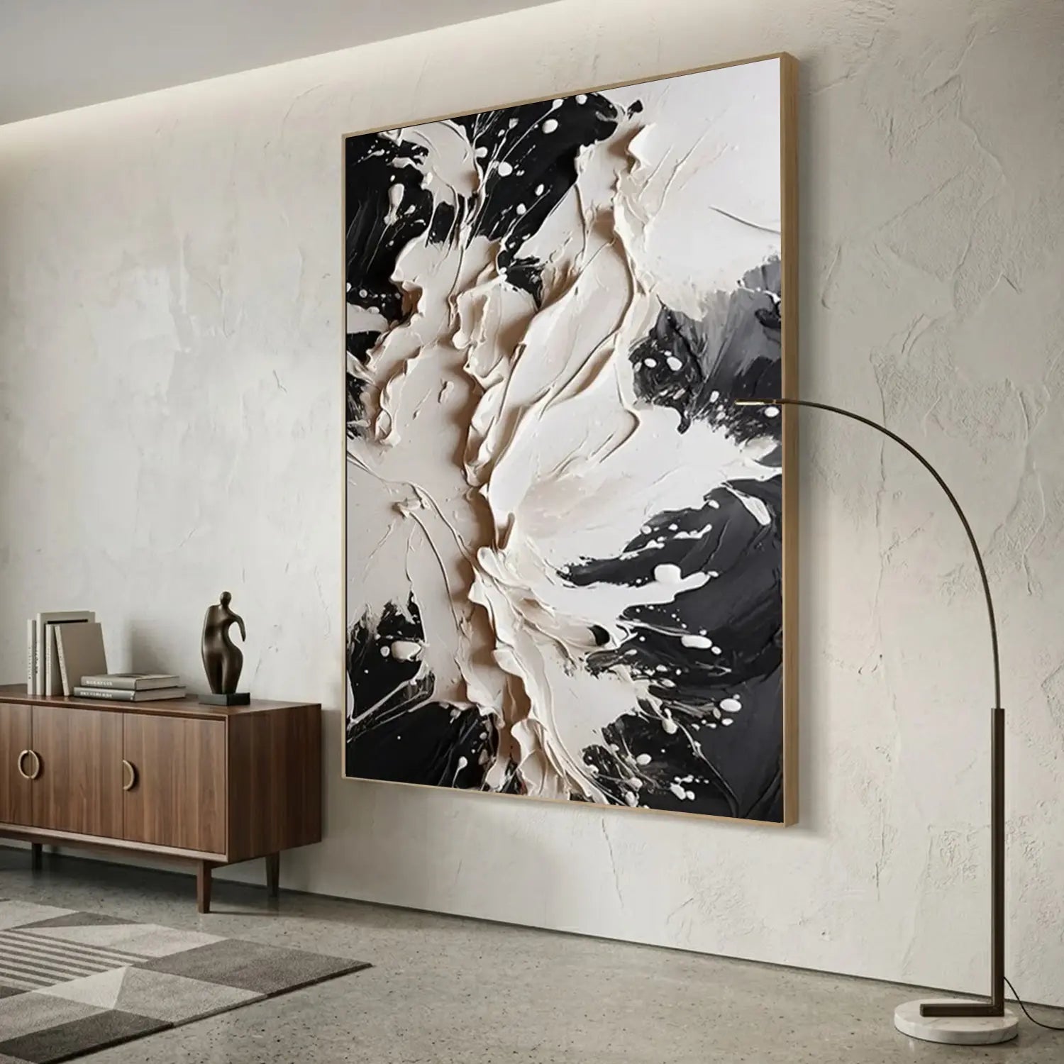 White and Black Minimalist Textured Canvas