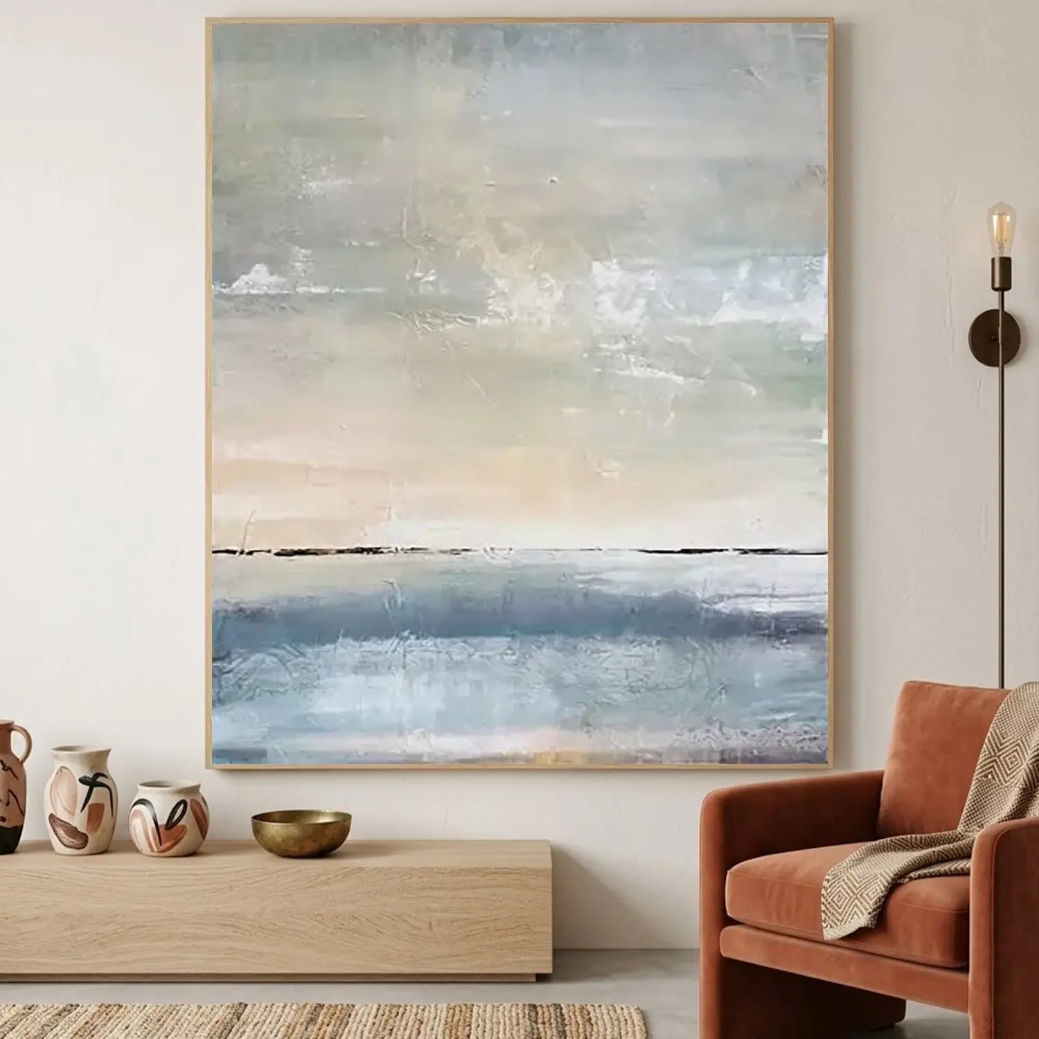 Ocean And Sky Textured Painting Canvas