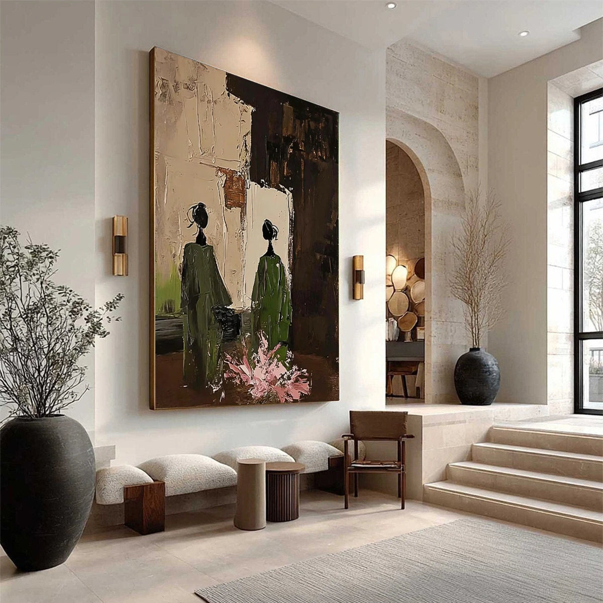 Abstract Portrait Textured Canvas Art #AW194
