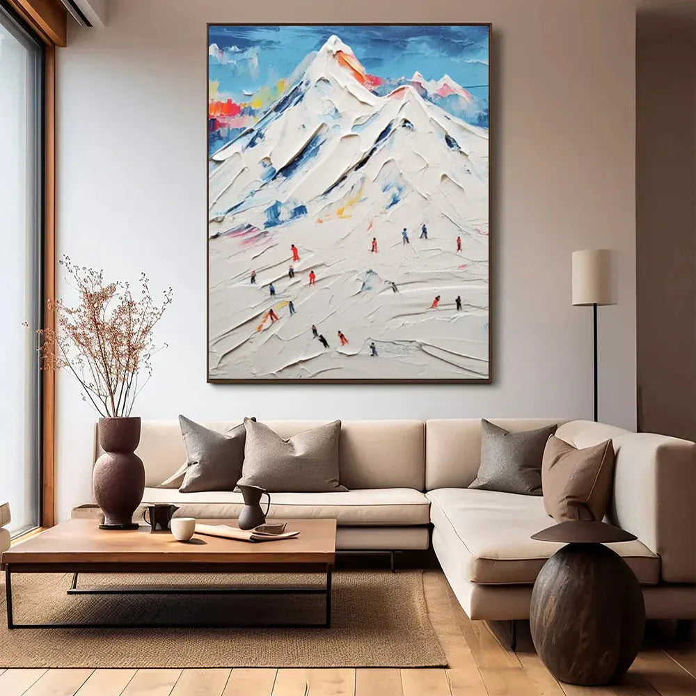 Skiing Sports Textured Painting Canvas #MS005