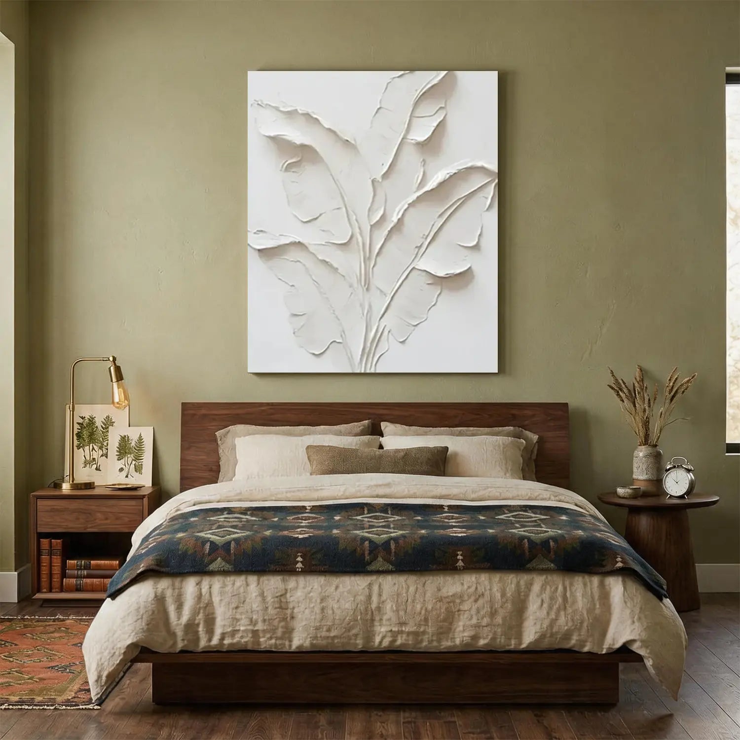 Beige Flower & Tree Abstract Texture Canvas Art