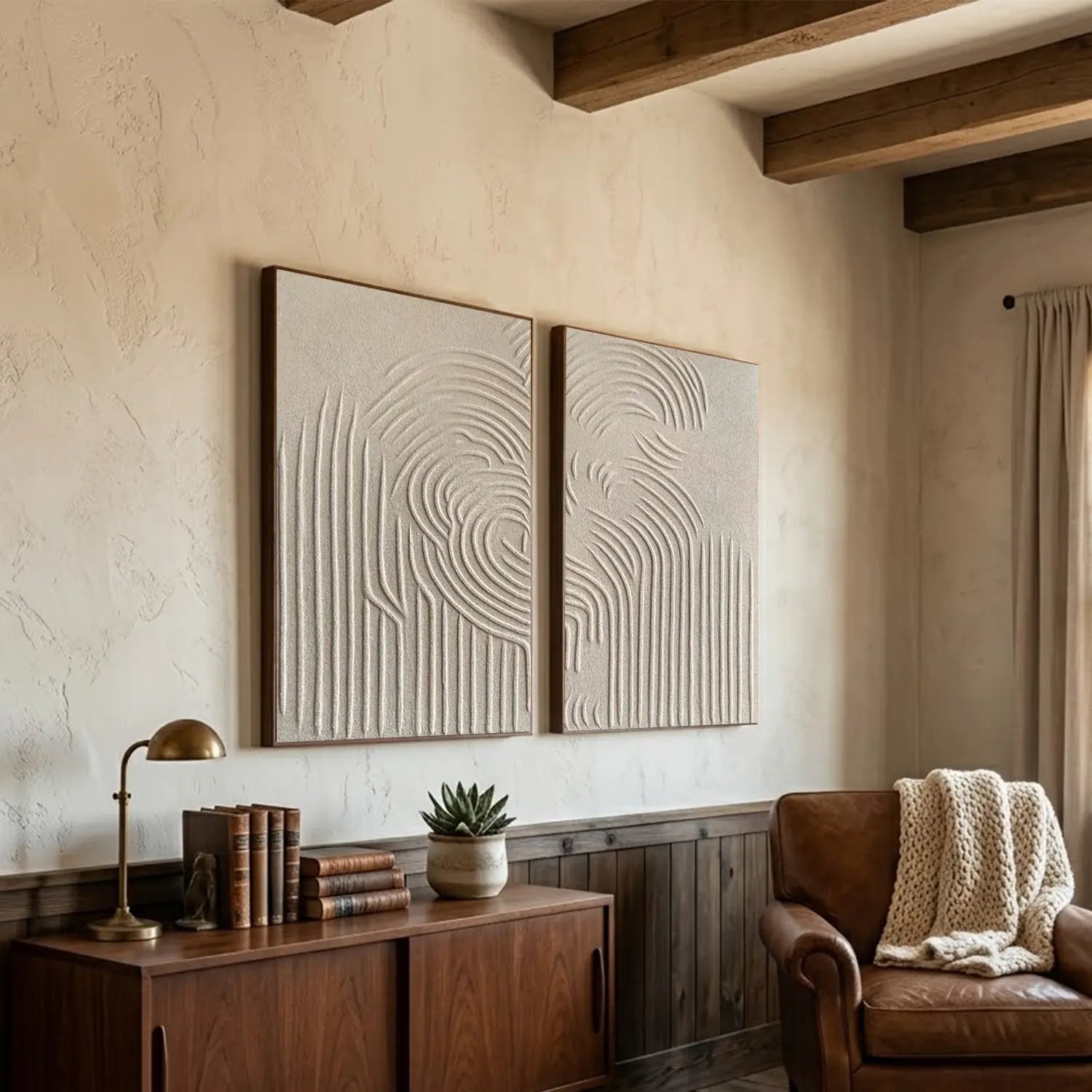 Beige & Brown Abstract Set of 2