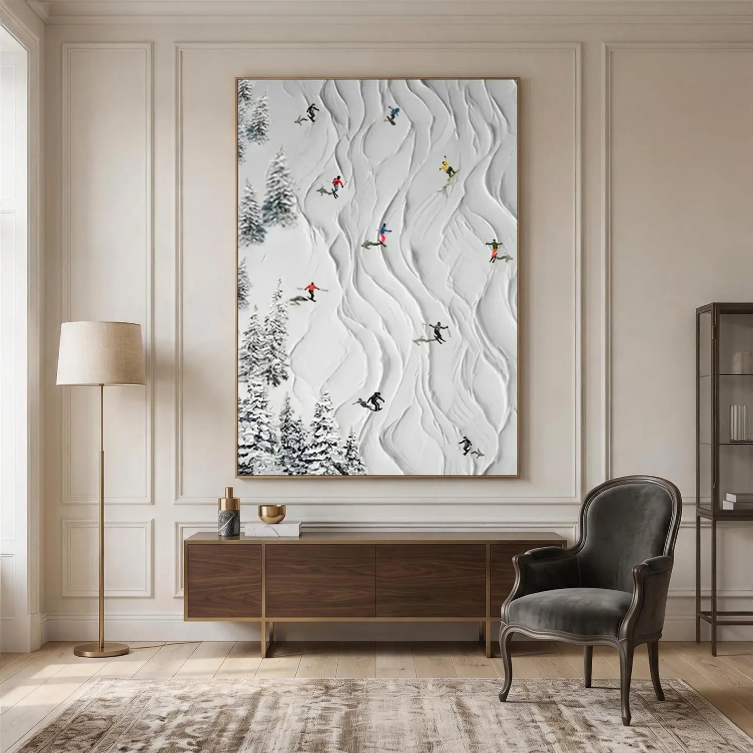 Skiing Sport Art Textured Painting Canvas