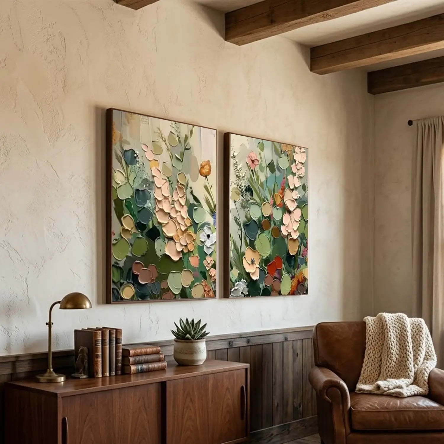 Flower Abstract Textured Wall Art Set of 2