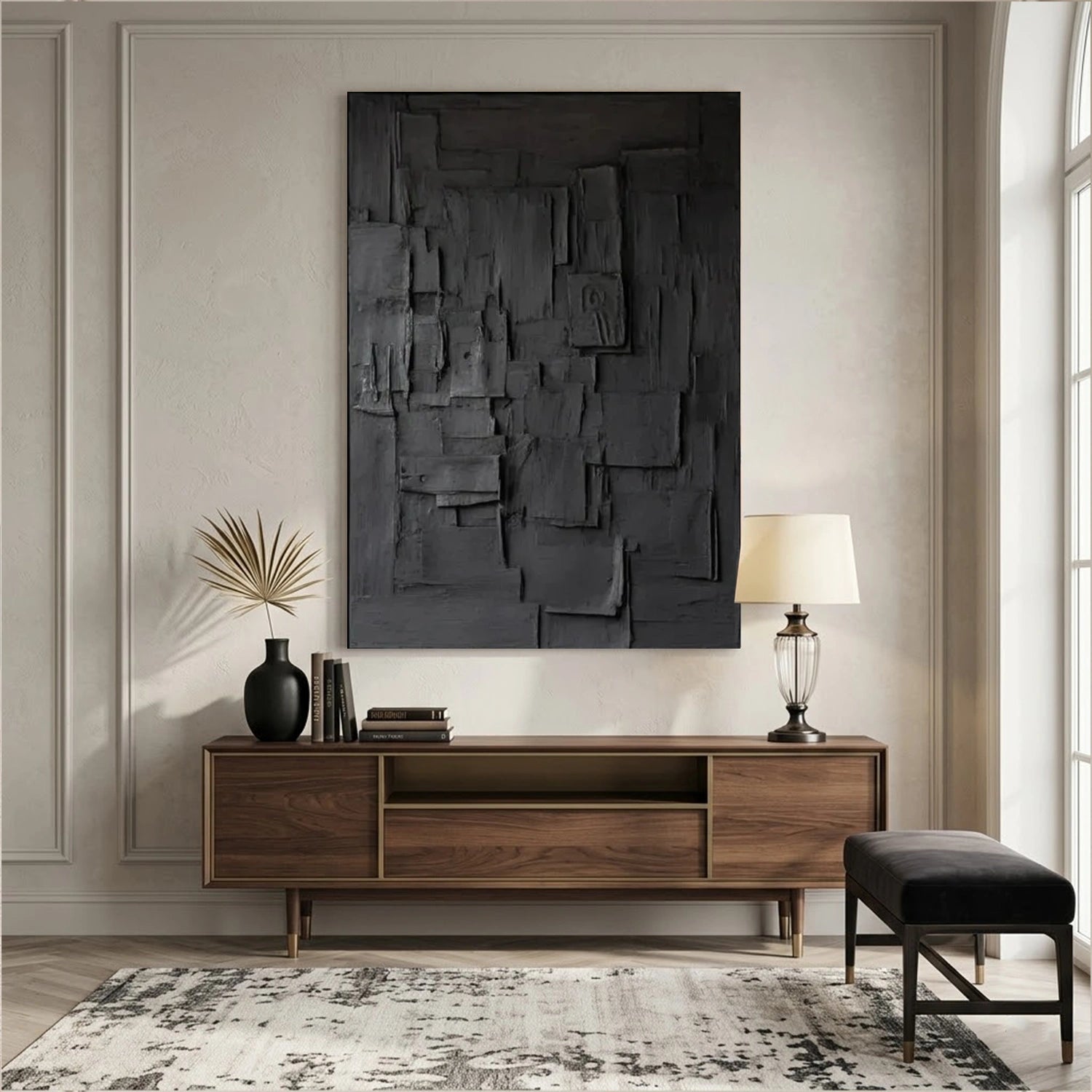 Black Minimalist Textured Canvas
